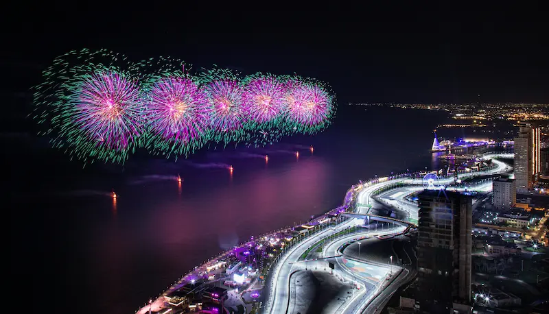 Scenic Jeddah Corniche along the Red Sea 