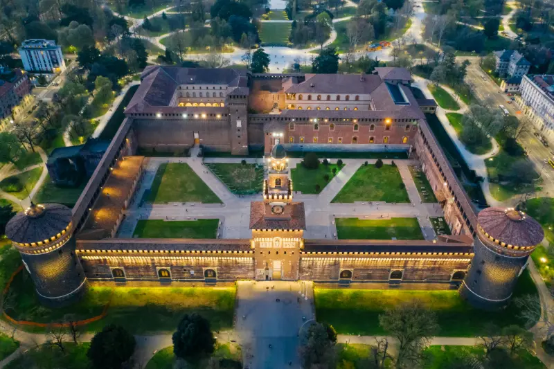 Castel Sforza Milan from up view