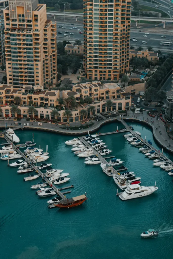 Luxury waterfront view of The Pearl-Qatar with yachts and promenade